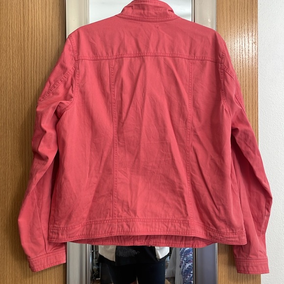 Maurice’s XL coral colored moto style denim jacket snap detail 4 pockets - Picture 7 of 11